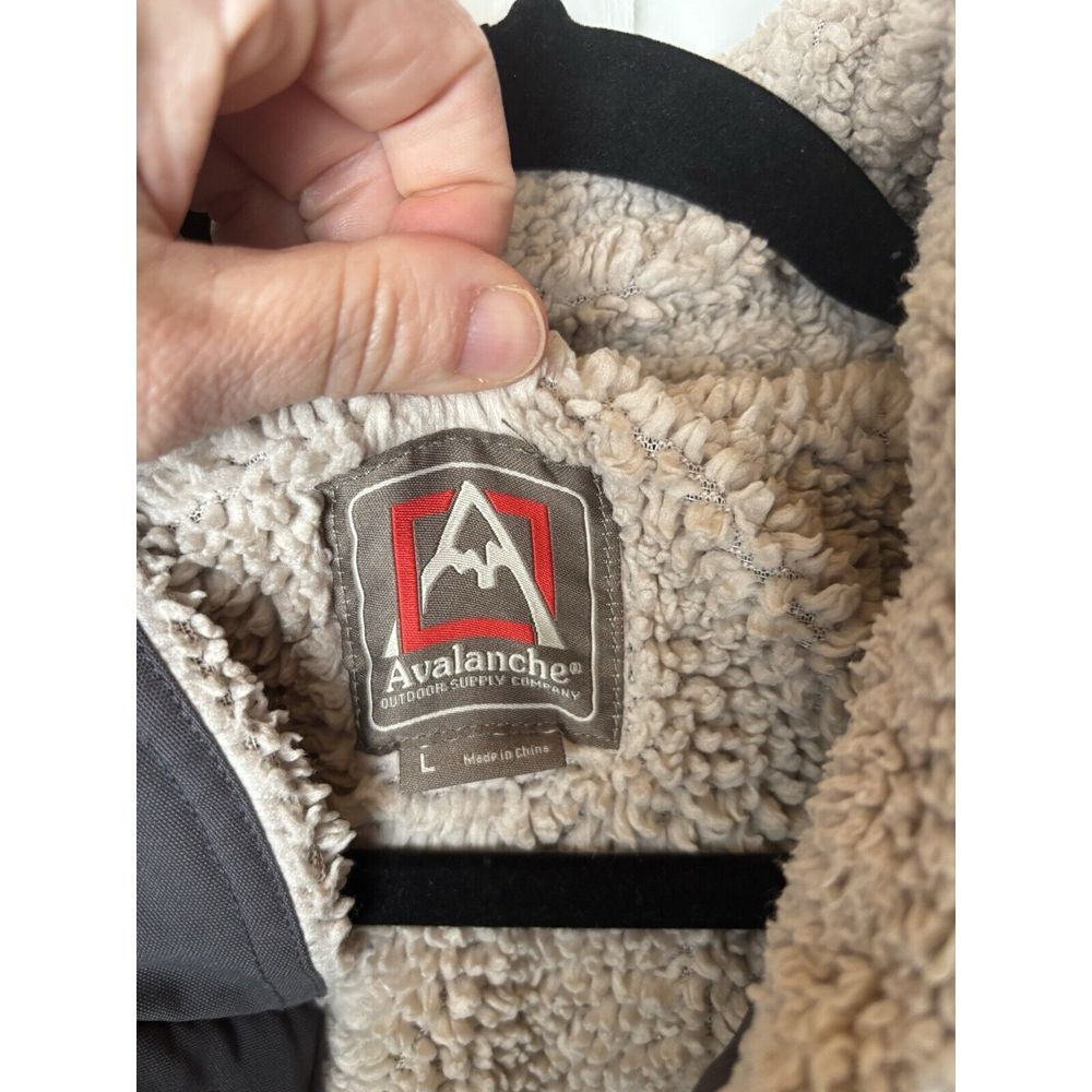 Men's Large L Avalanche Moss Canvas Vest Jacket Sherpa Lined Blue / Gray - Picture 6 of 8